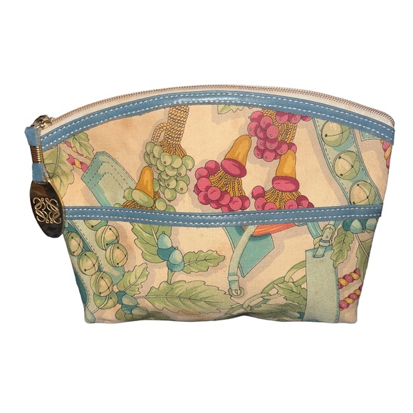 Loewe Handbags - Loewe Floral/Botanical Vintage Canvas and Leather Clutch / Cosmetic Bag